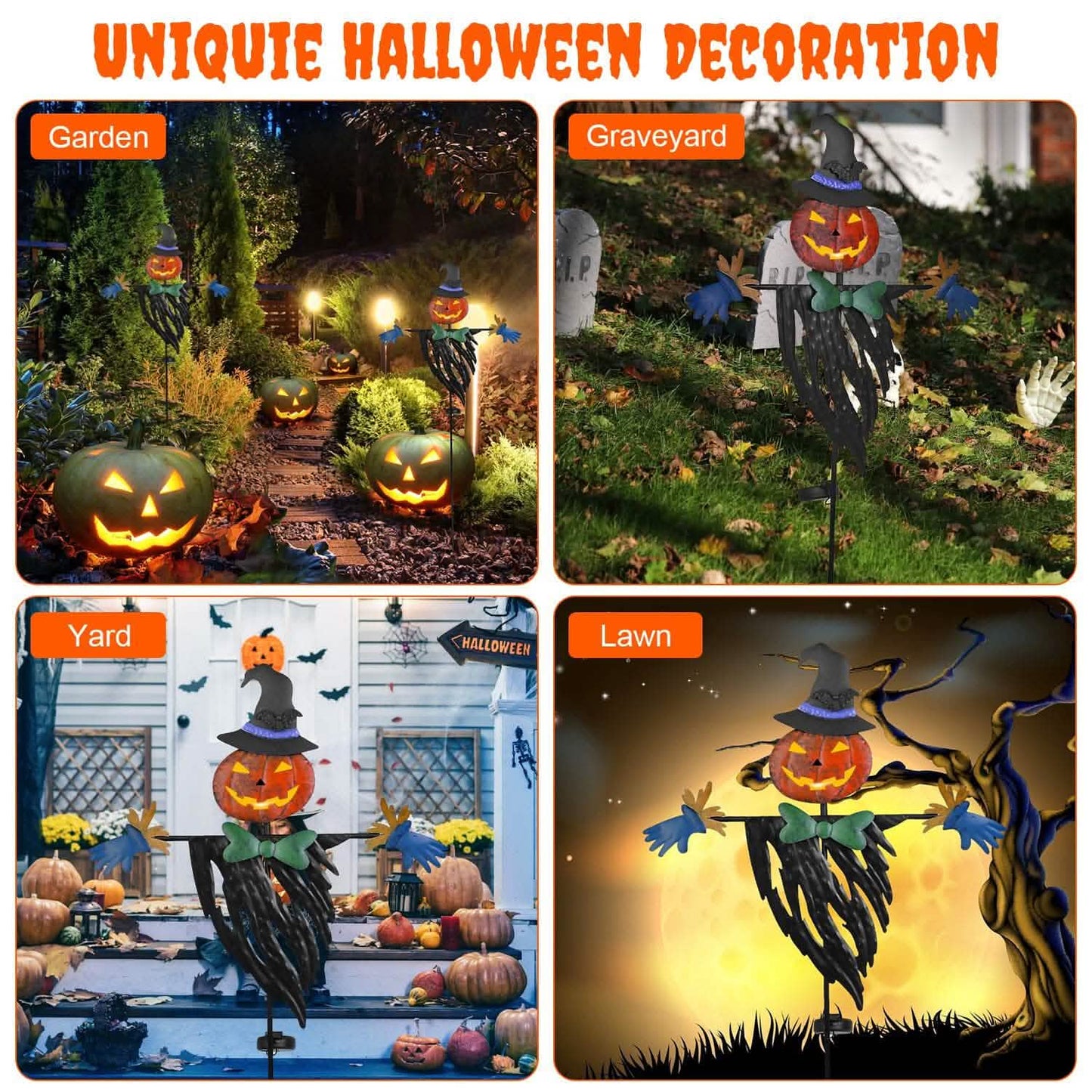 Solar Powered Scarecrow Shape Stake Light Halloween Decoration DailySale