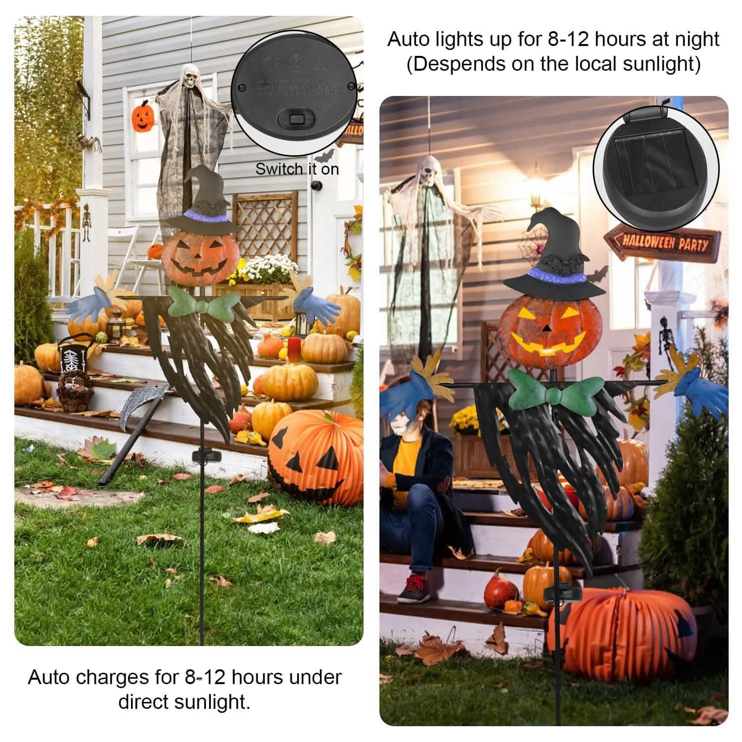 Solar Powered Scarecrow Shape Stake Light Halloween Decoration DailySale