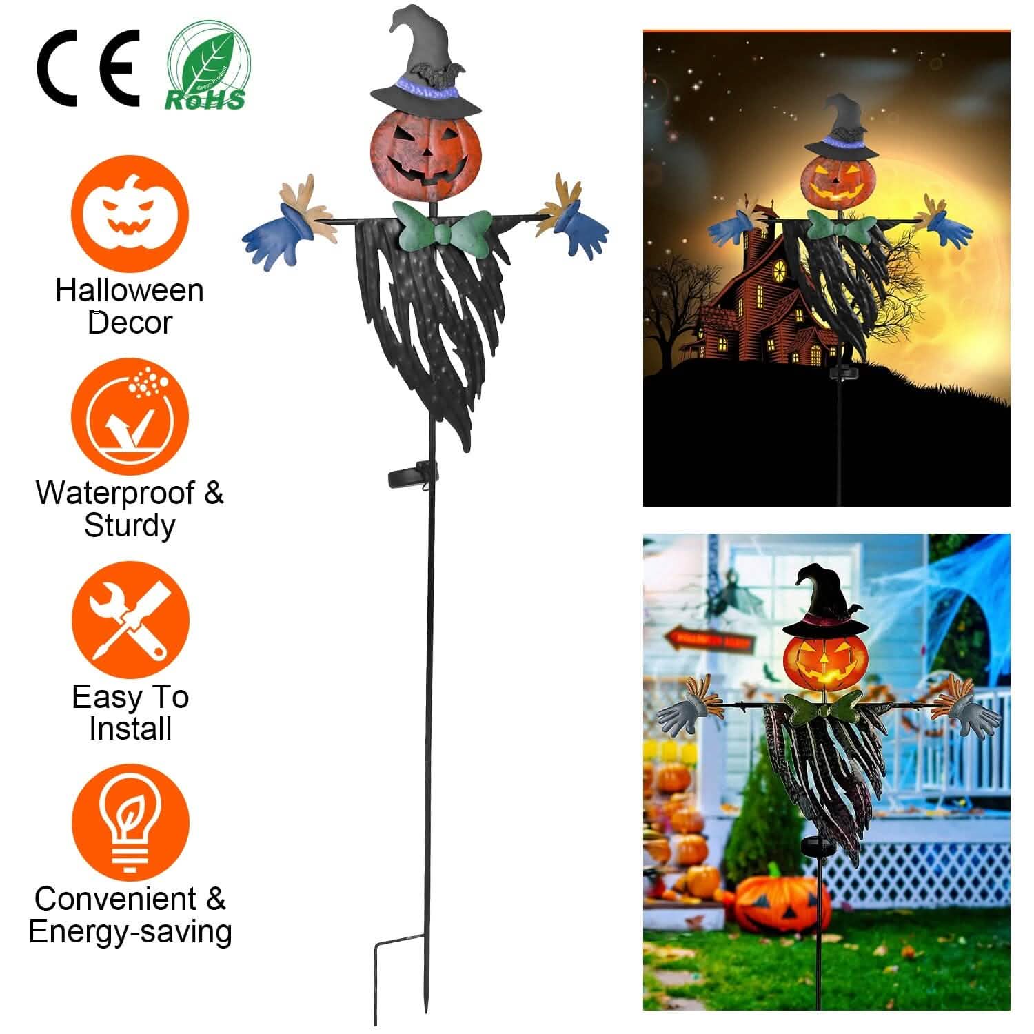 Solar Powered Scarecrow Shape Stake Light Halloween Decoration DailySale
