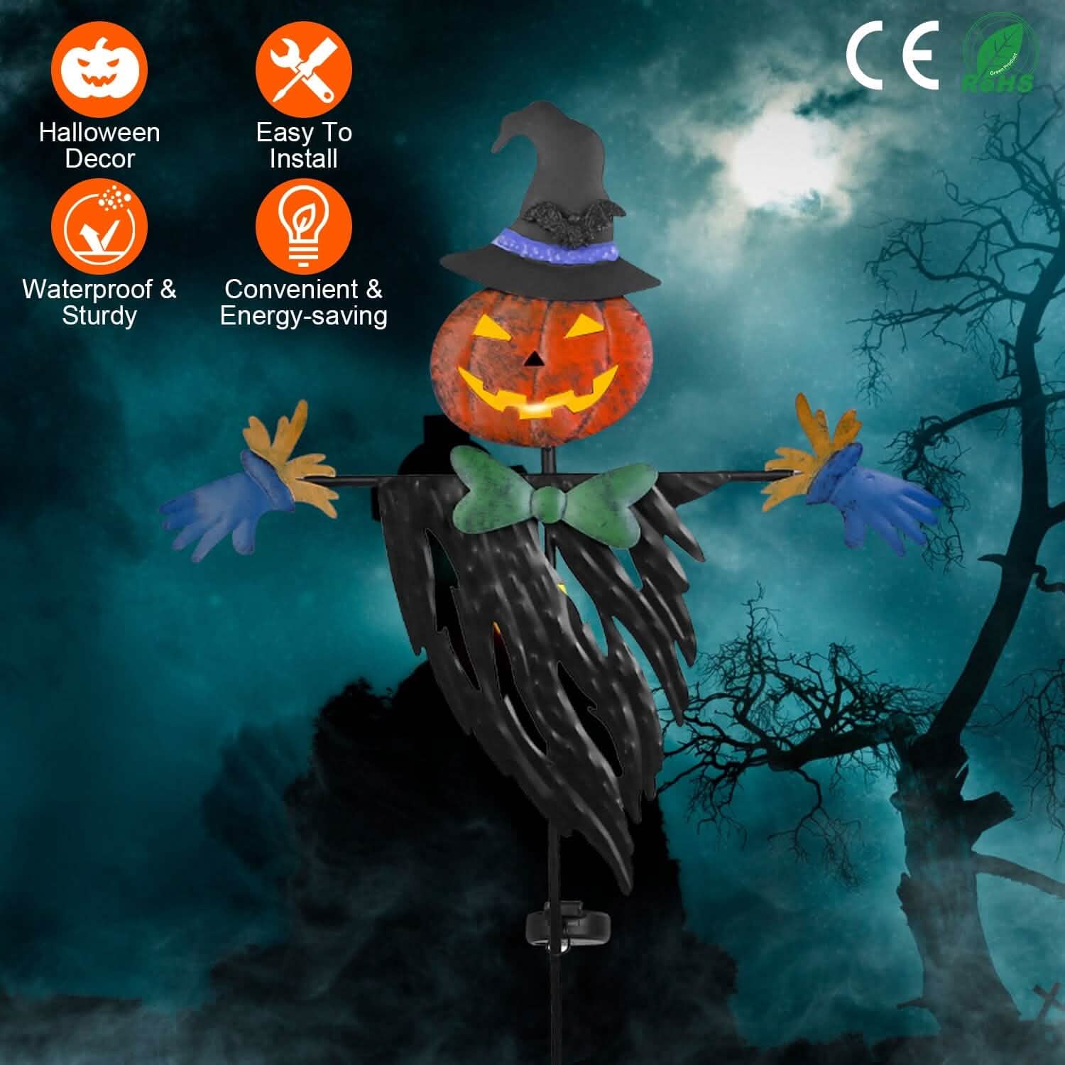 Solar Powered Scarecrow Shape Stake Light Halloween Decoration DailySale