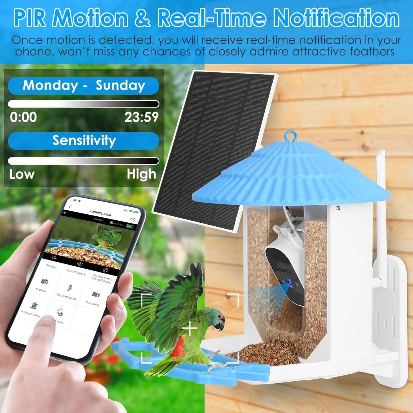 Solar Powered Smart Bird Feeder with PIR Motion AI Two-Way Audio DailySale