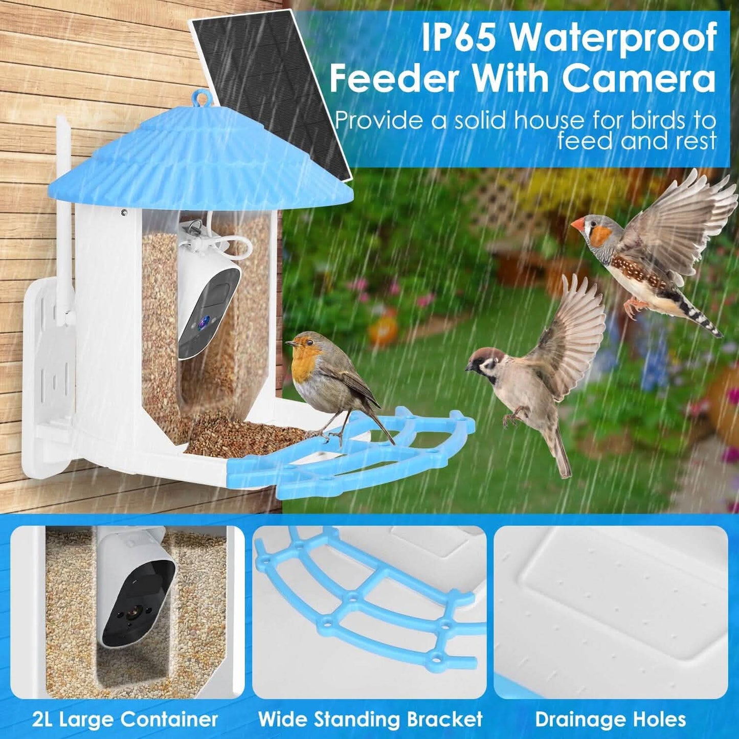 Solar Powered Smart Bird Feeder with PIR Motion AI Two-Way Audio DailySale
