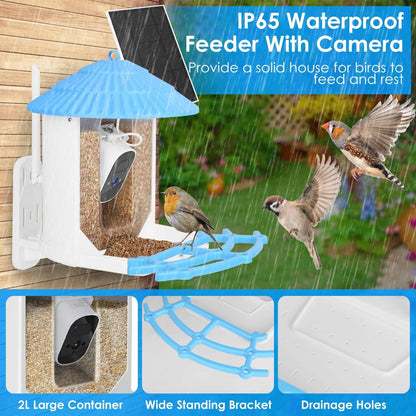 Solar Powered Smart Bird Feeder with PIR Motion AI Two-Way Audio DailySale