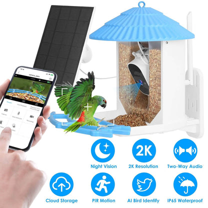 Solar Powered Smart Bird Feeder with PIR Motion AI Two-Way Audio DailySale