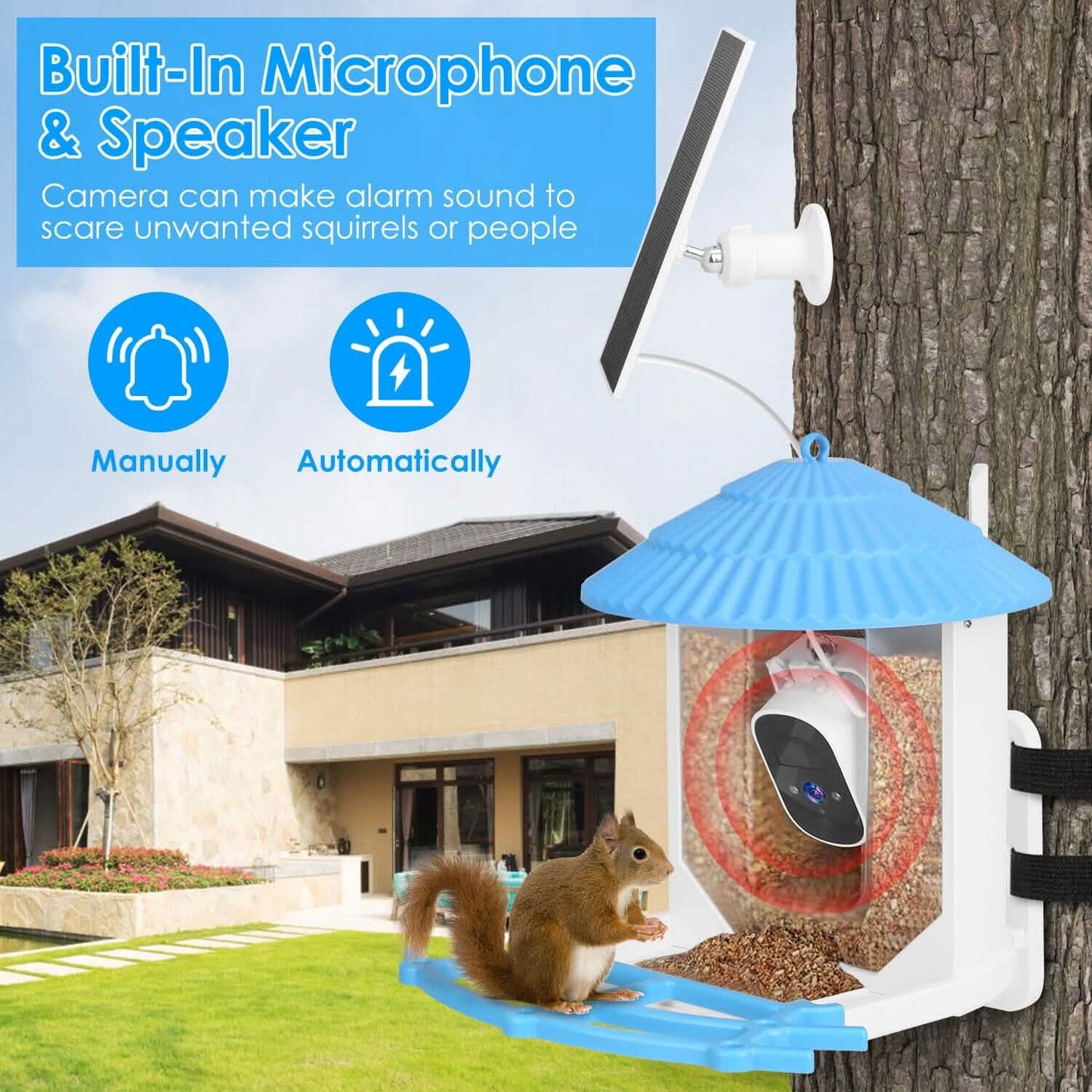 Solar Powered Smart Bird Feeder with PIR Motion AI Two-Way Audio DailySale