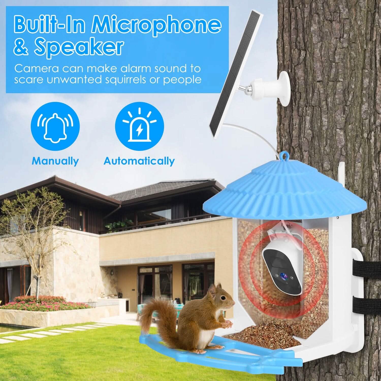 Solar Powered Smart Bird Feeder with PIR Motion AI Two-Way Audio DailySale