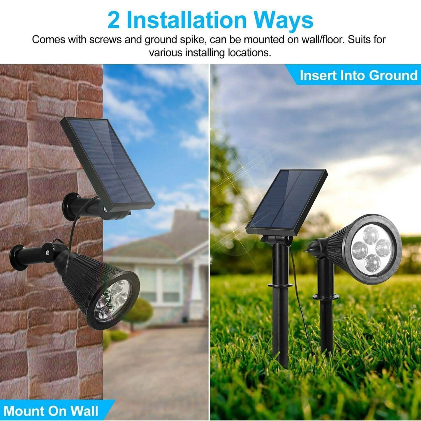 Solar Powered Spotlight Outdoor Garden Lamp Waterproof DailySale