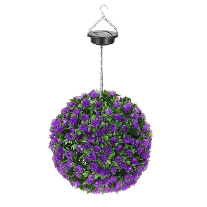 Solar Powered Topiary Ball Artificial Rose 20 LED Lights DailySale