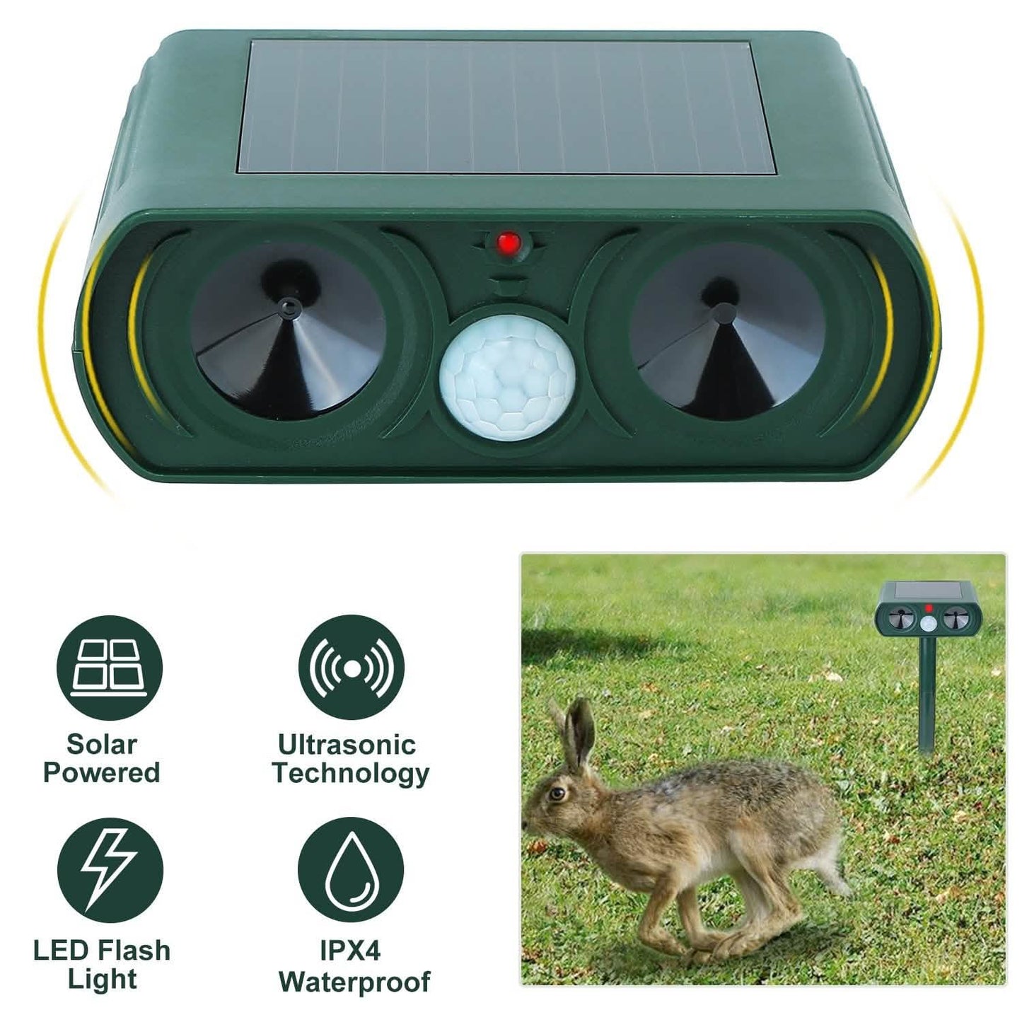 Solar Powered Ultrasonic Animal Repeller DailySale