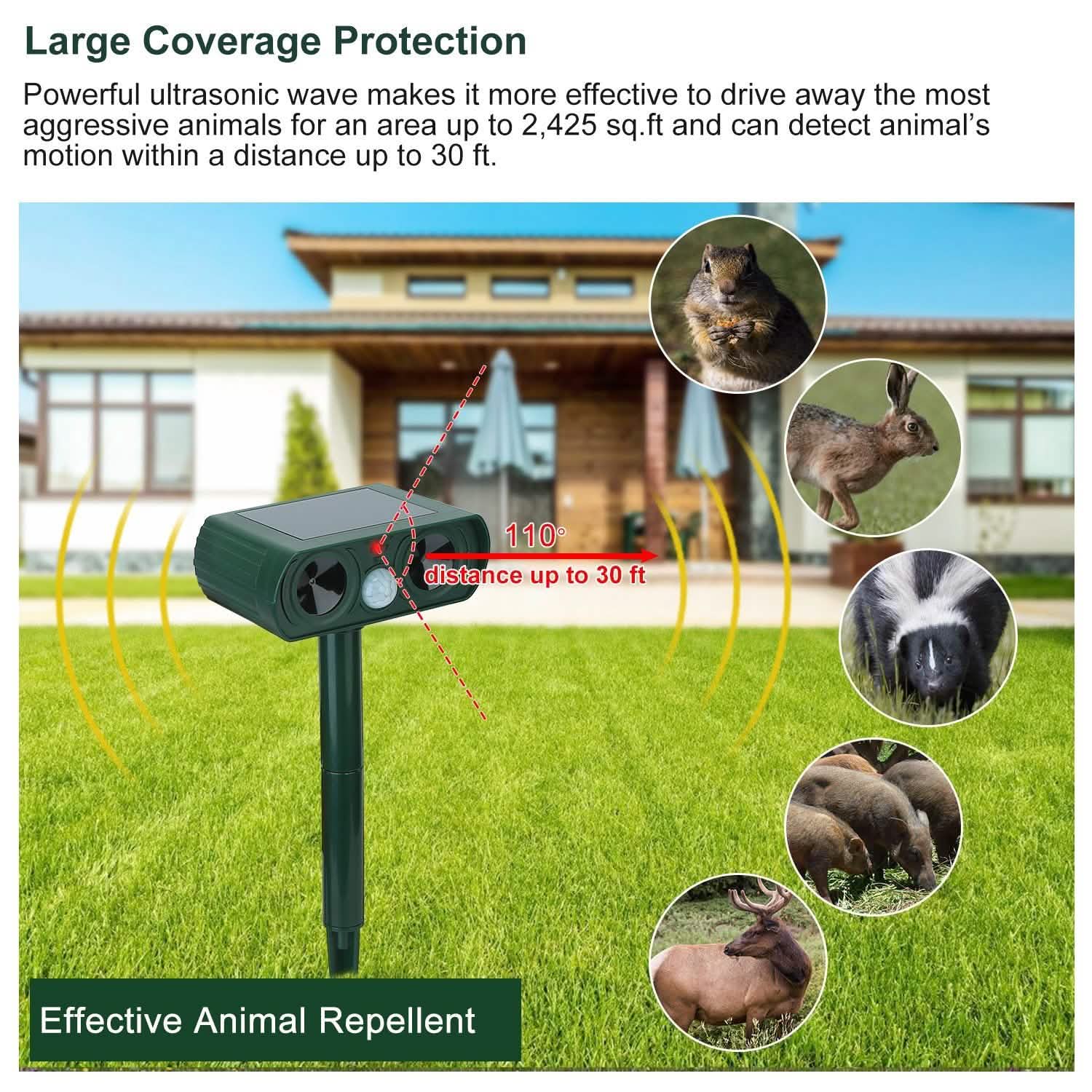 Solar Powered Ultrasonic Animal Repeller DailySale