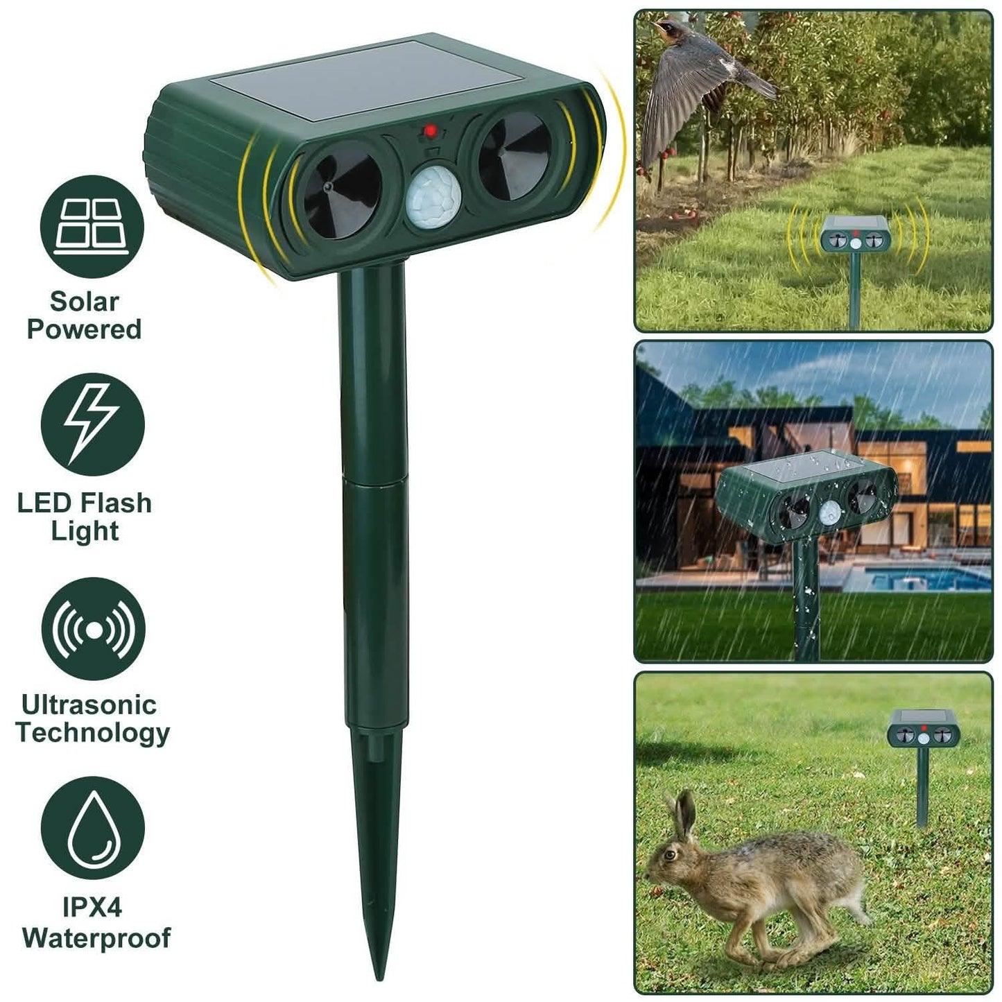 Solar Powered Ultrasonic Animal Repeller DailySale