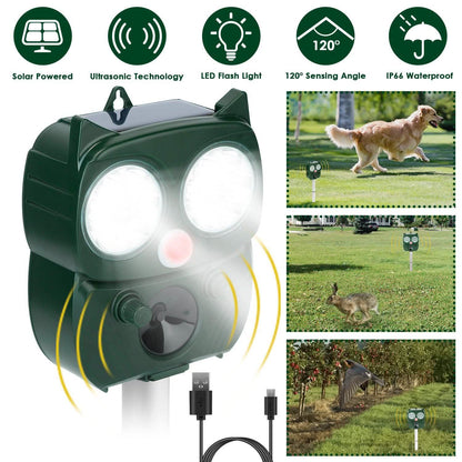 Solar Powered Ultrasonic Animal Repeller PIR Motion Sensor DailySale