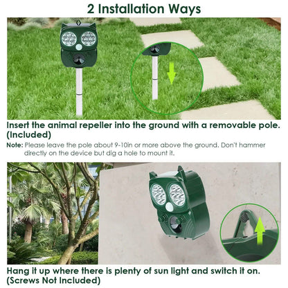 Solar Powered Ultrasonic Animal Repeller PIR Motion Sensor DailySale
