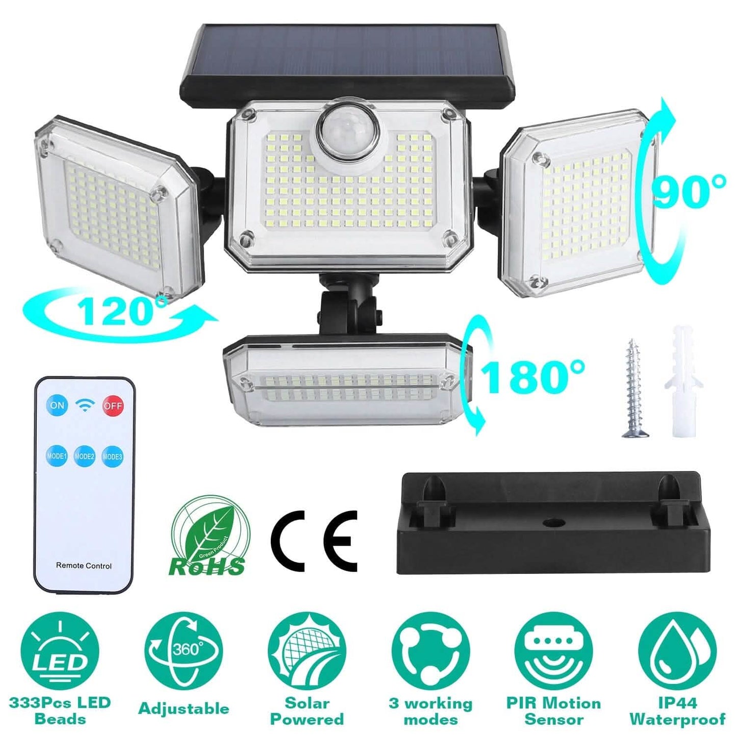 Solar Powered Wall Lights Outdoor Motion Sensor Lamps DailySale