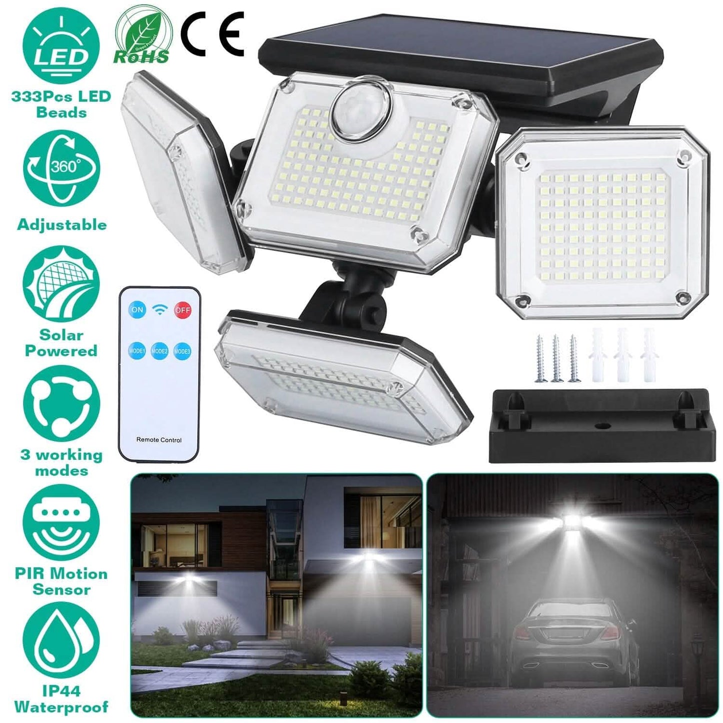 Solar Powered Wall Lights Outdoor Motion Sensor Lamps DailySale