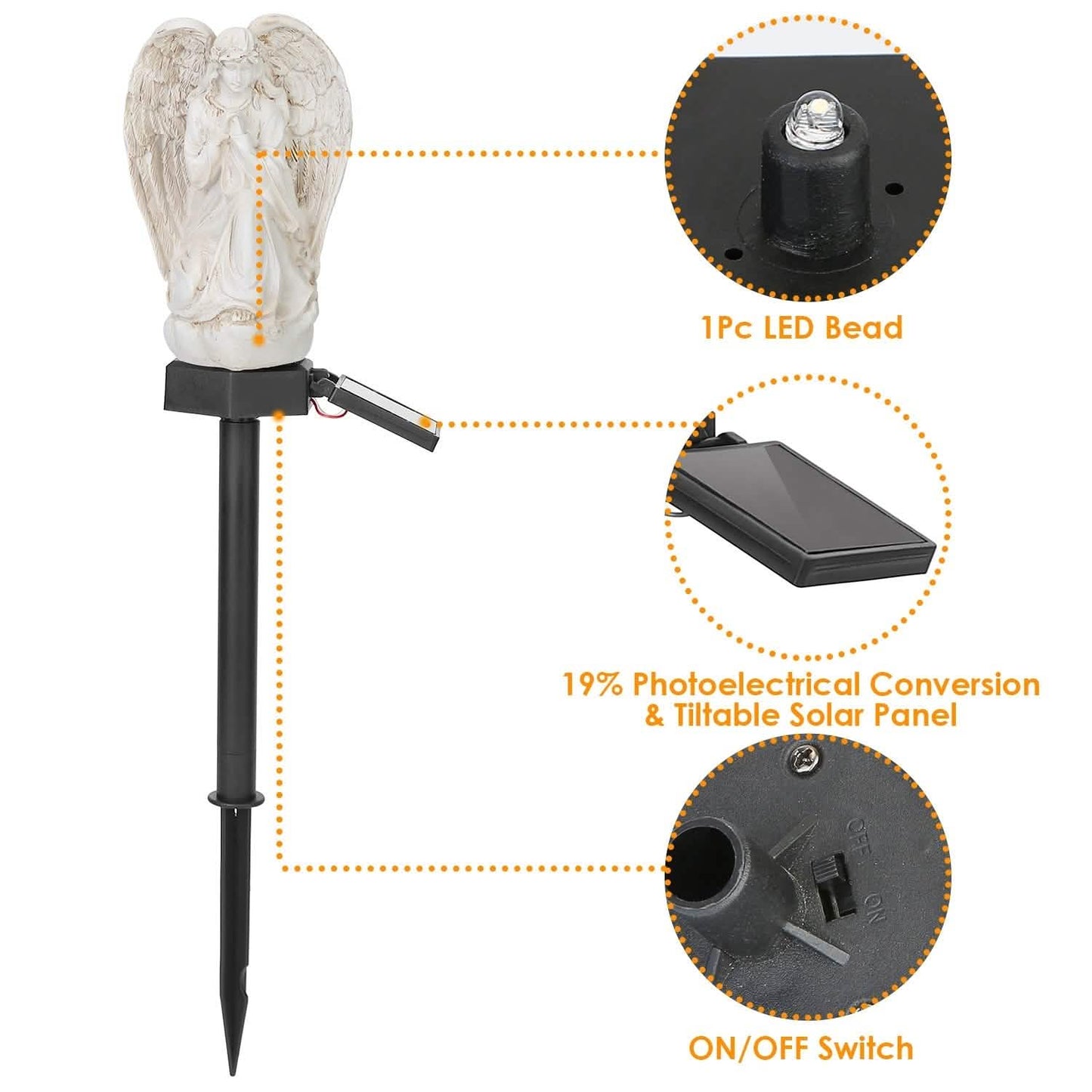 Solar Praying Angle Statue Garden Light DailySale