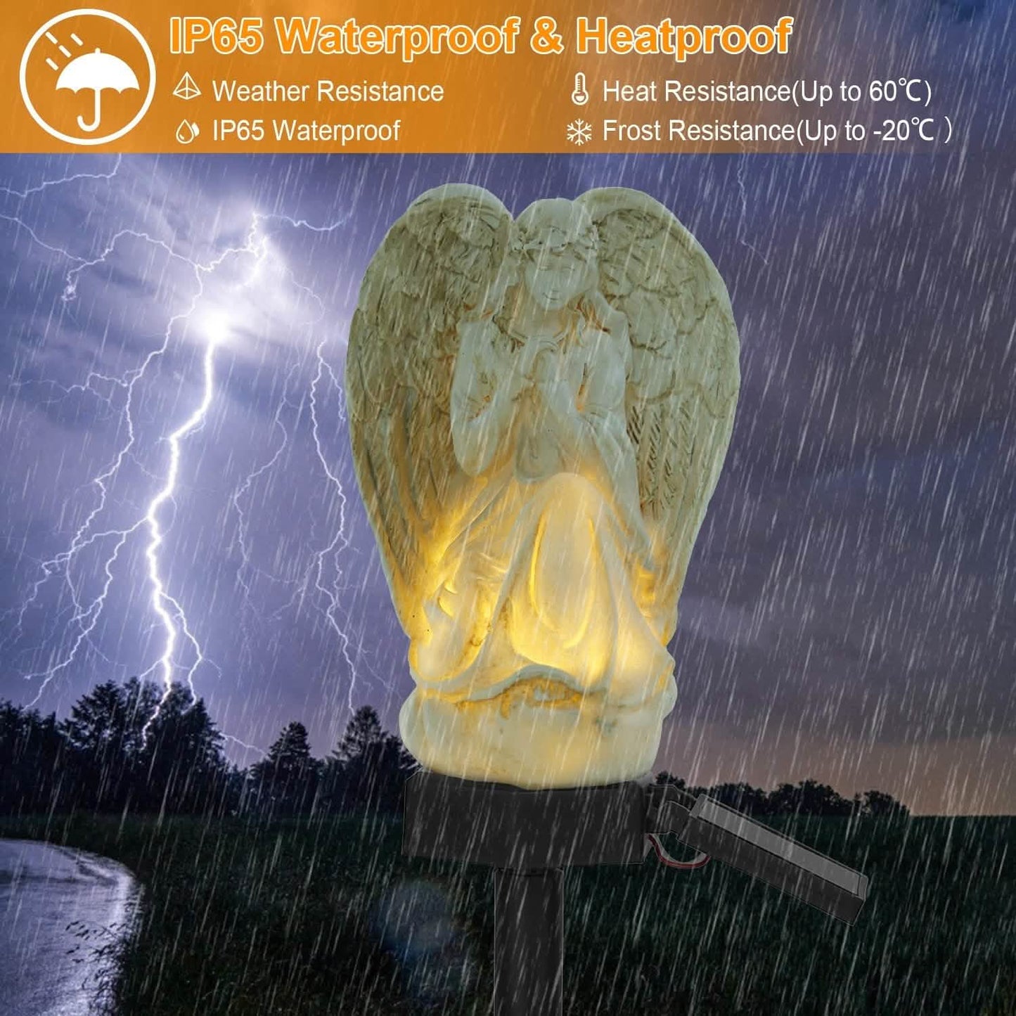 Solar Praying Angle Statue Garden Light DailySale