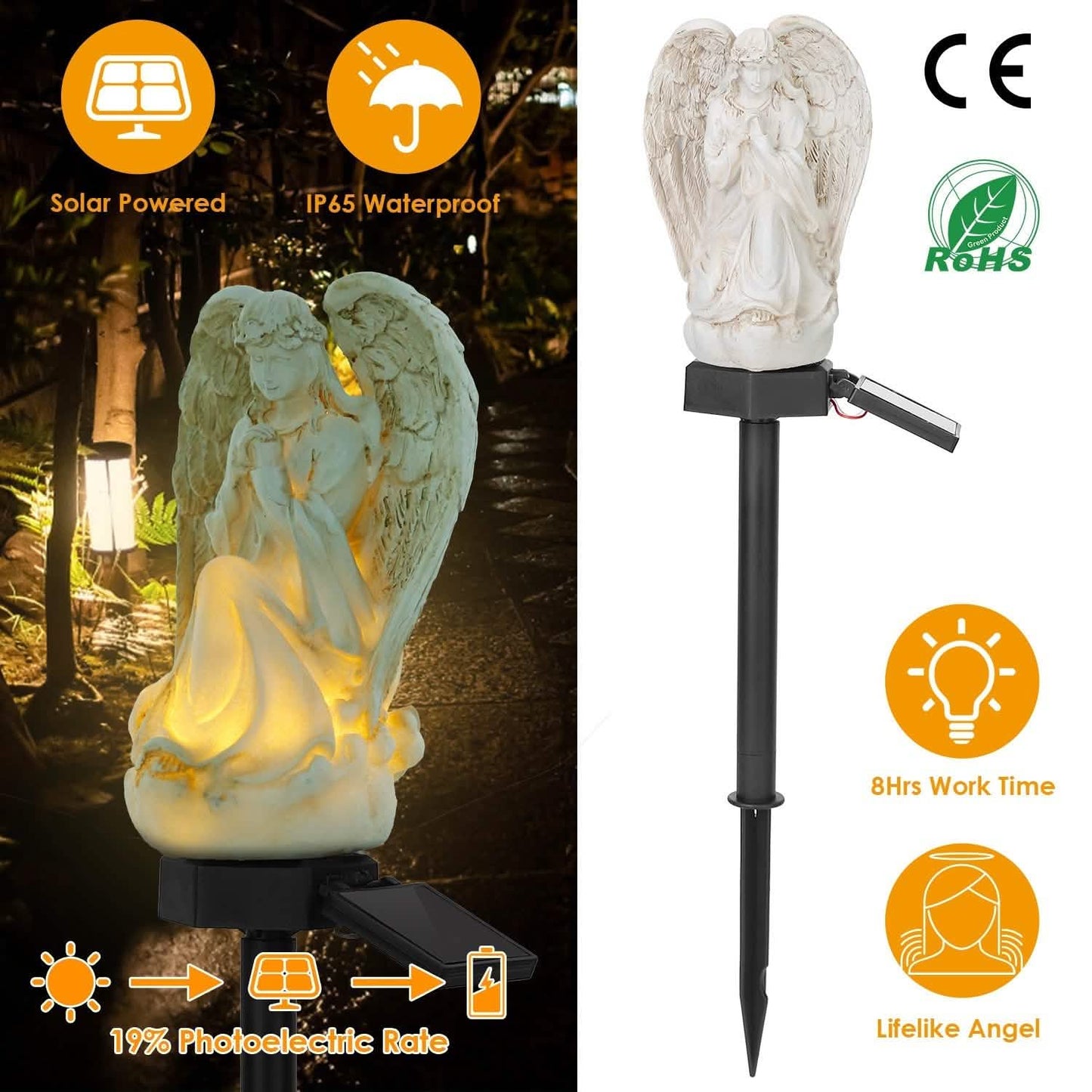 Solar Praying Angle Statue Garden Light DailySale