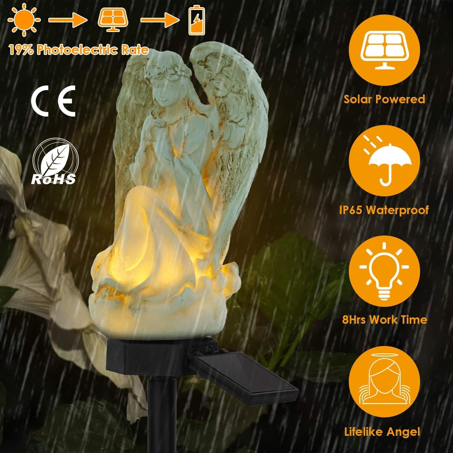 Solar Praying Angle Statue Garden Light DailySale