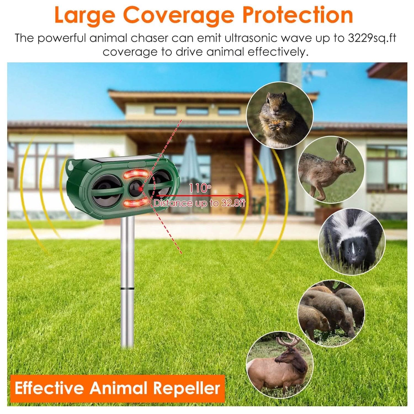Solar Ultrasonic Animal Repeller Motion Sensor DailySale
