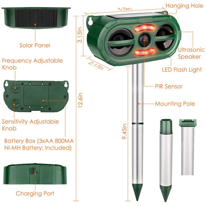 Solar Ultrasonic Animal Repeller Motion Sensor DailySale