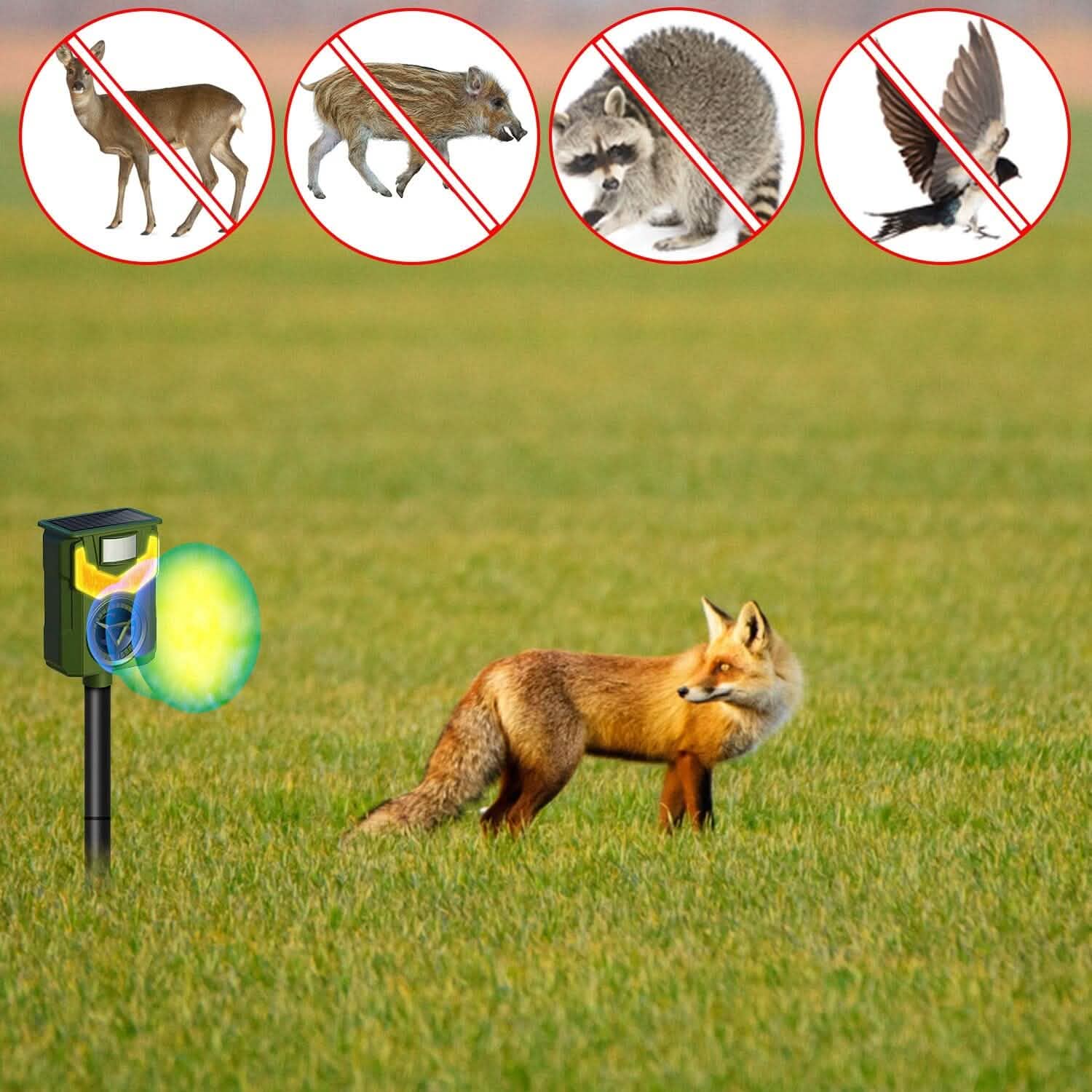 Solar Ultrasonic Animal Repeller with Flame Light USB Charge Motion Sensor DailySale