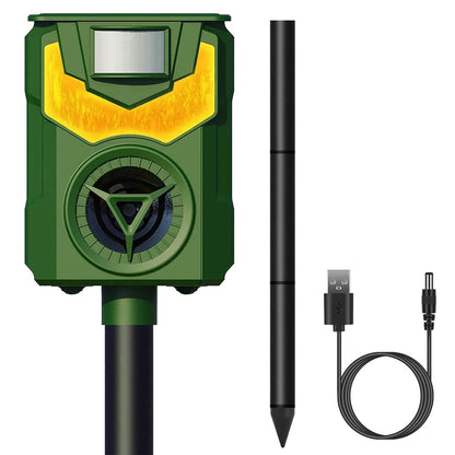 Solar Ultrasonic Animal Repeller with Flame Light USB Charge Motion Sensor DailySale