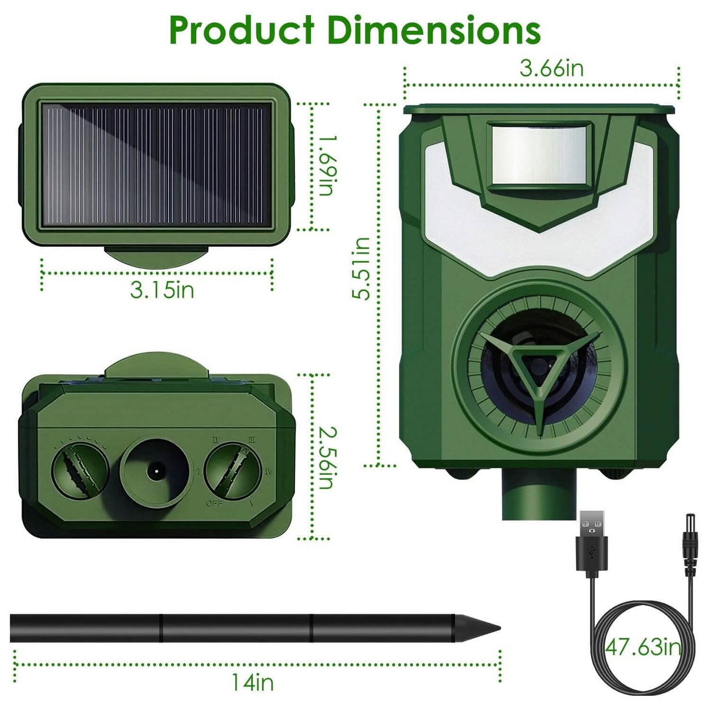 Solar Ultrasonic Animal Repeller with Flame Light USB Charge Motion Sensor DailySale