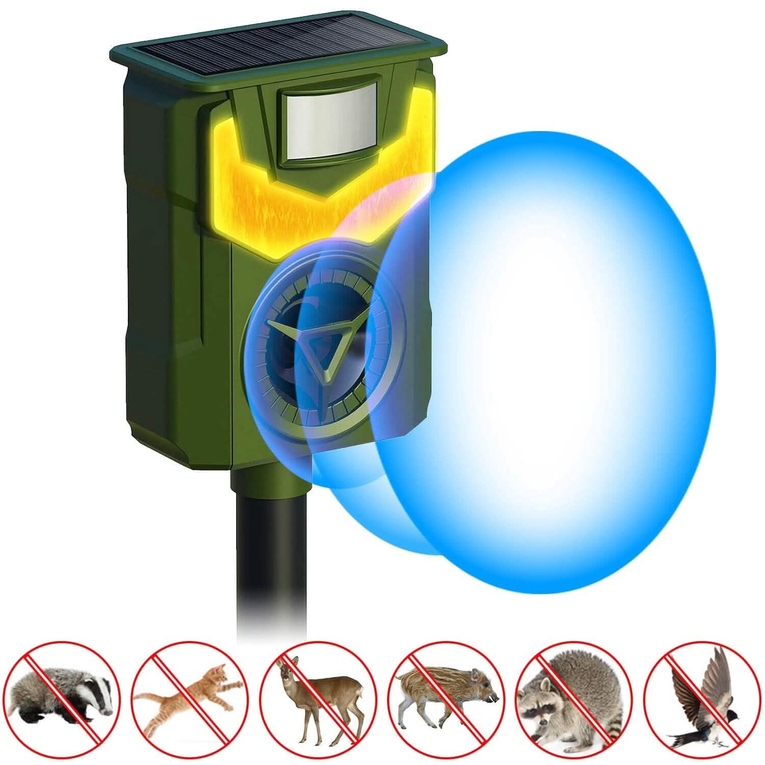 Solar Ultrasonic Animal Repeller with Flame Light USB Charge Motion Sensor DailySale