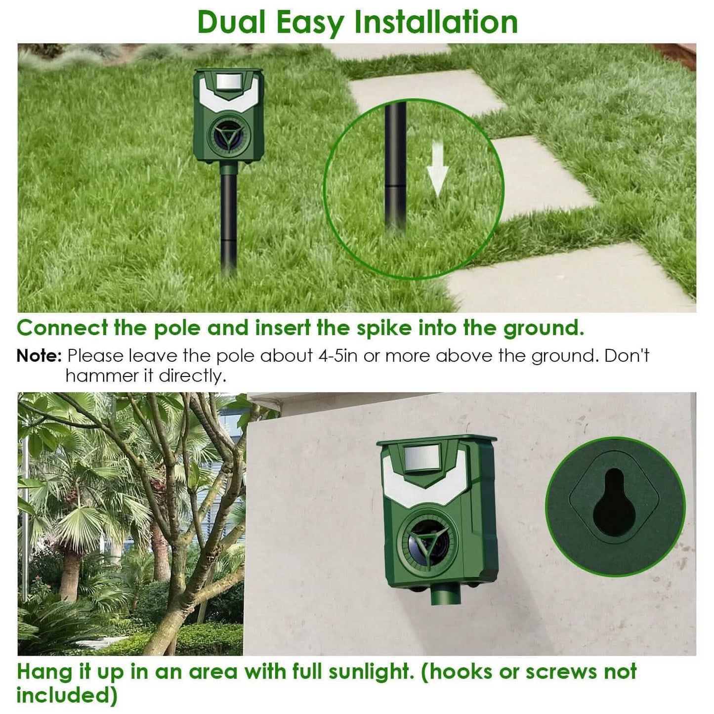 Solar Ultrasonic Animal Repeller with Flame Light USB Charge Motion Sensor DailySale