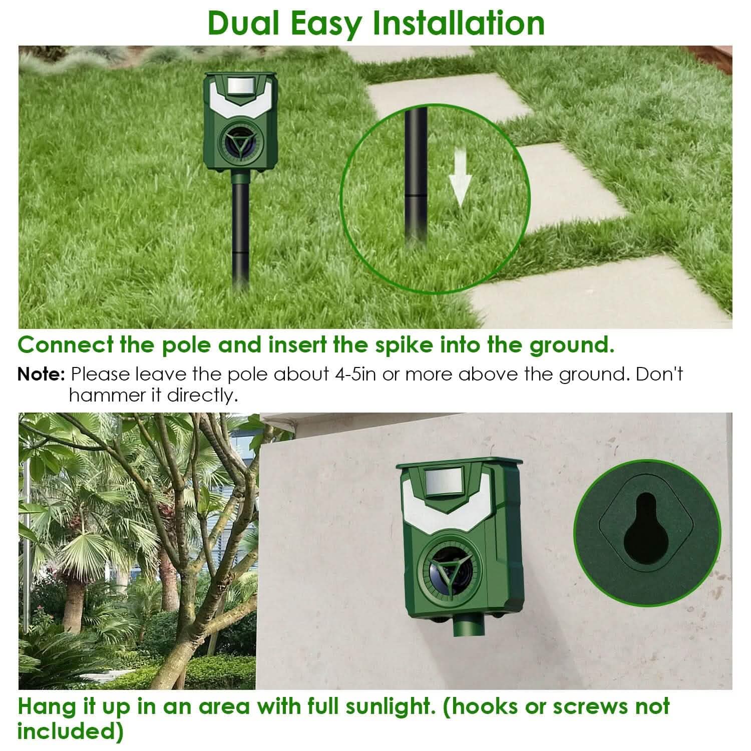 Solar Ultrasonic Animal Repeller with Flame Light USB Charge Motion Sensor DailySale
