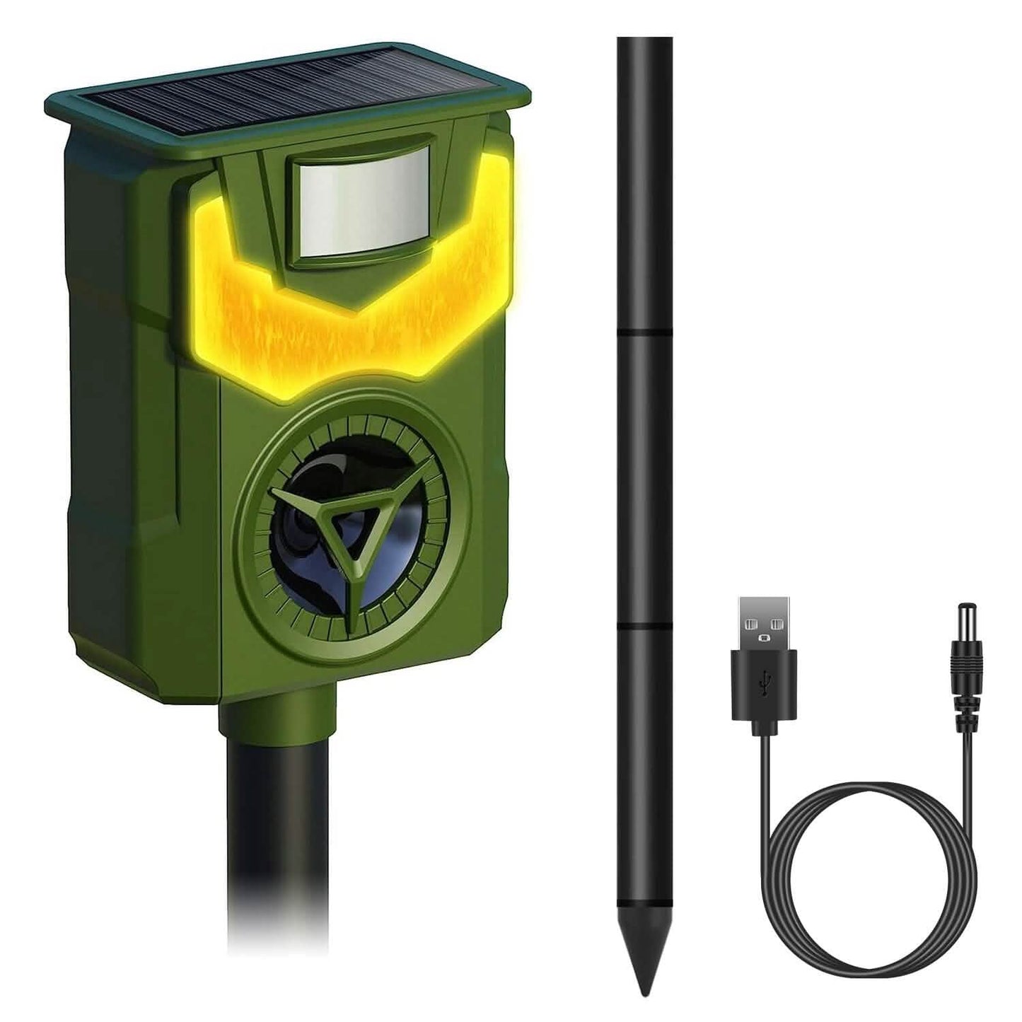 Solar Ultrasonic Animal Repeller with Flame Light USB Charge Motion Sensor DailySale