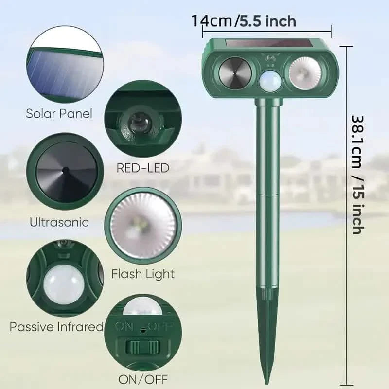 Solar Ultrasonic Animal Repeller with Motion Detector DailySale