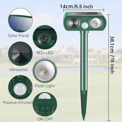 Solar Ultrasonic Animal Repeller with Motion Detector DailySale