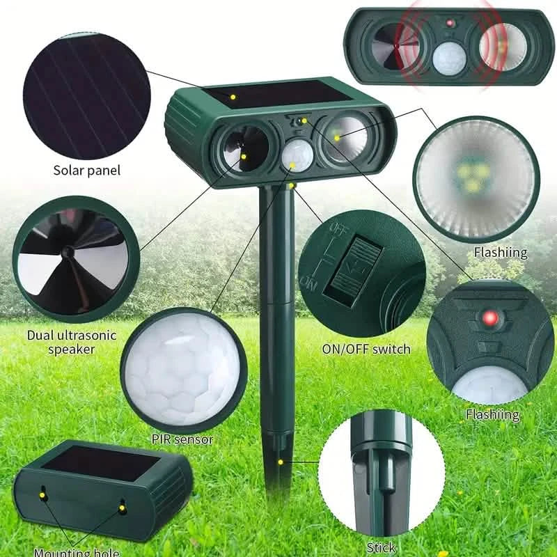 Solar Ultrasonic Animal Repeller with Motion Detector DailySale