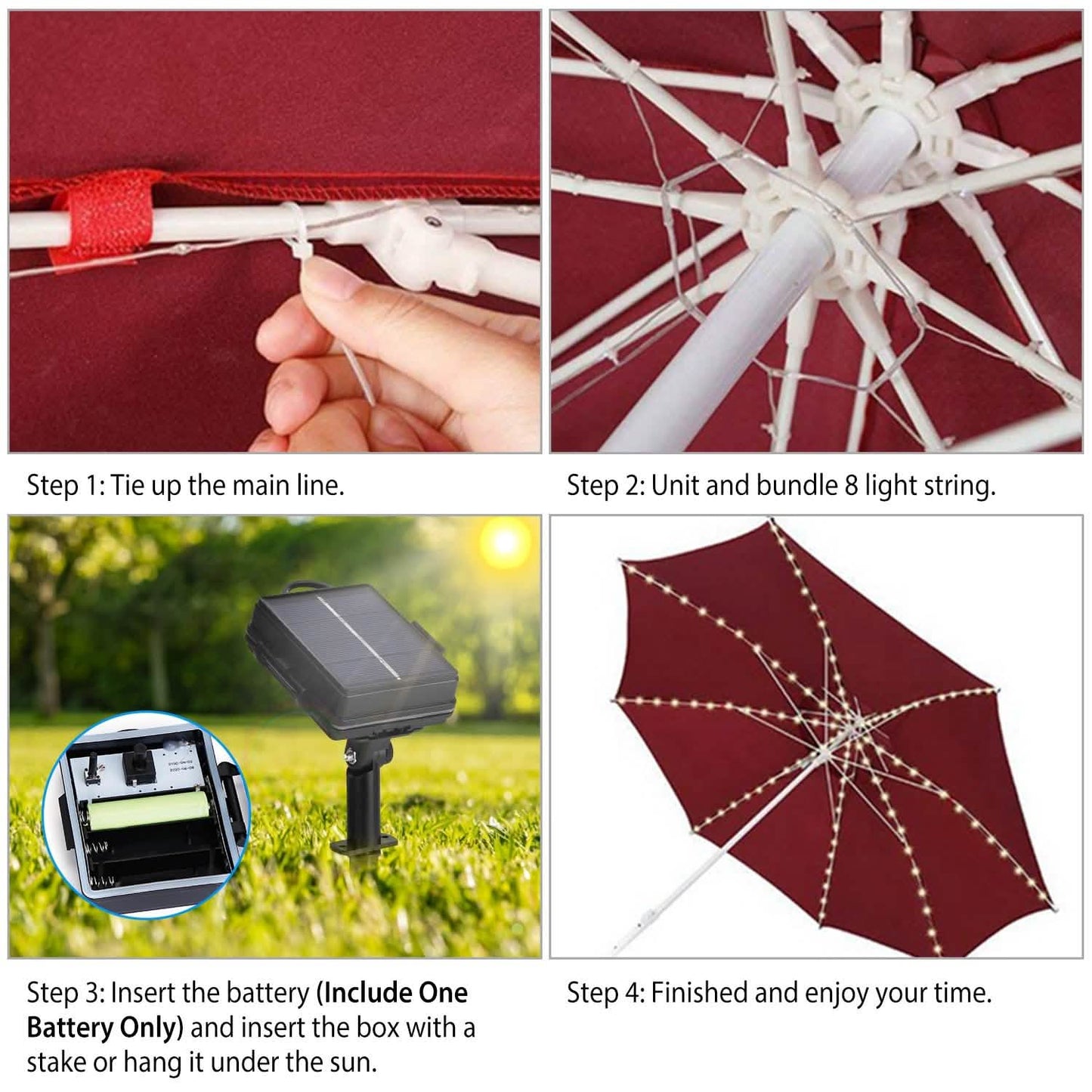 Solar Umbrella Outdoor String Light DailySale
