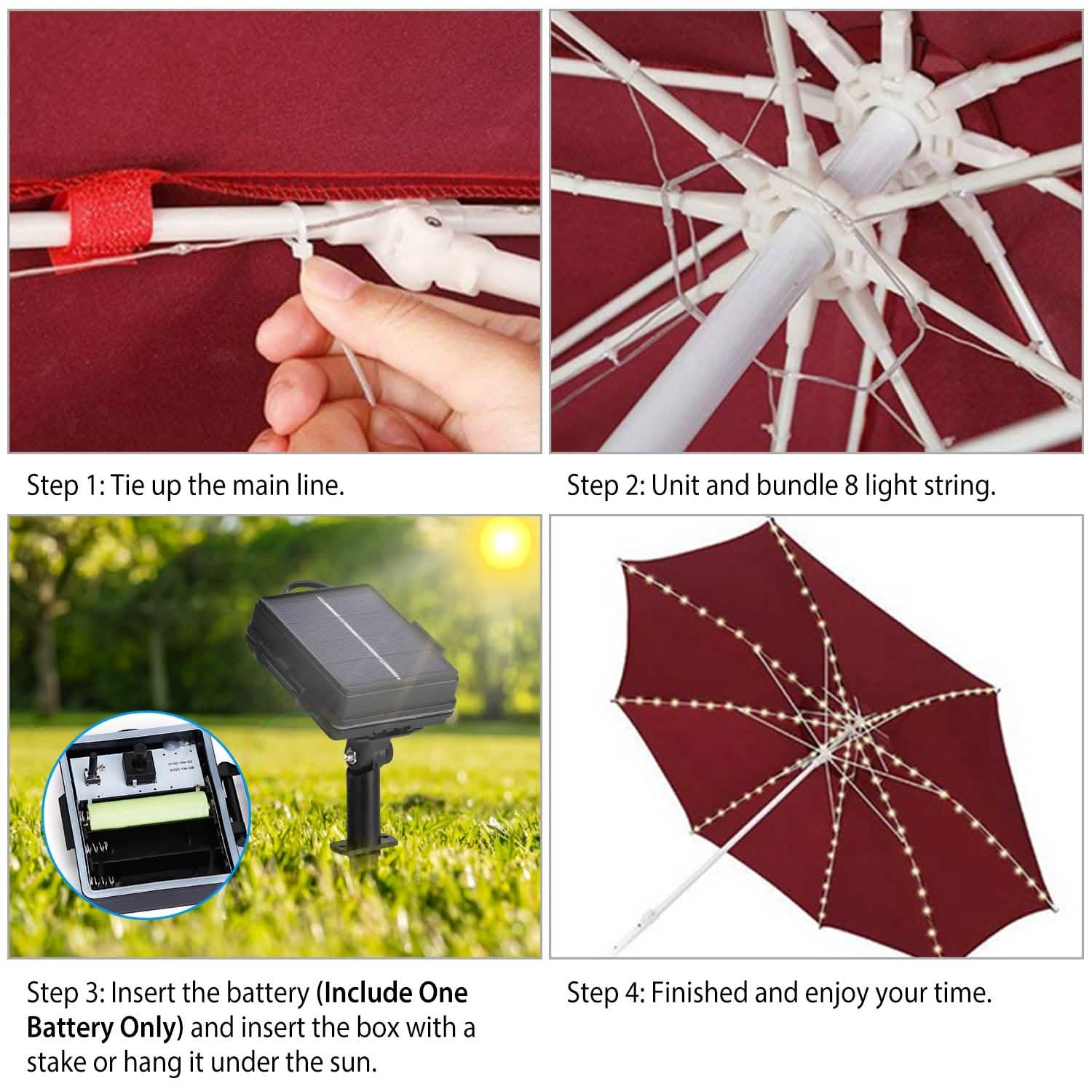 Solar Umbrella Outdoor String Light DailySale