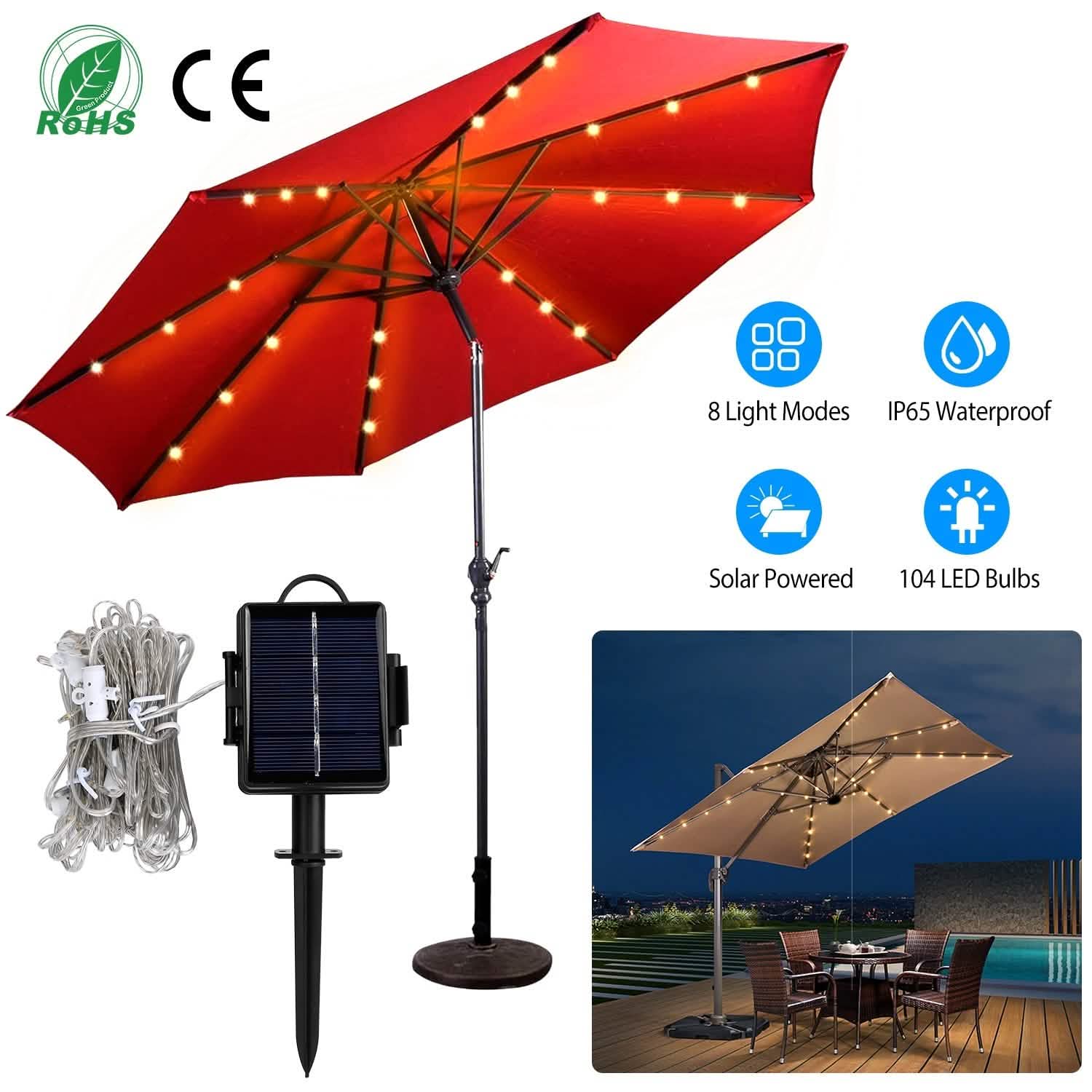 Solar Umbrella Outdoor String Light DailySale