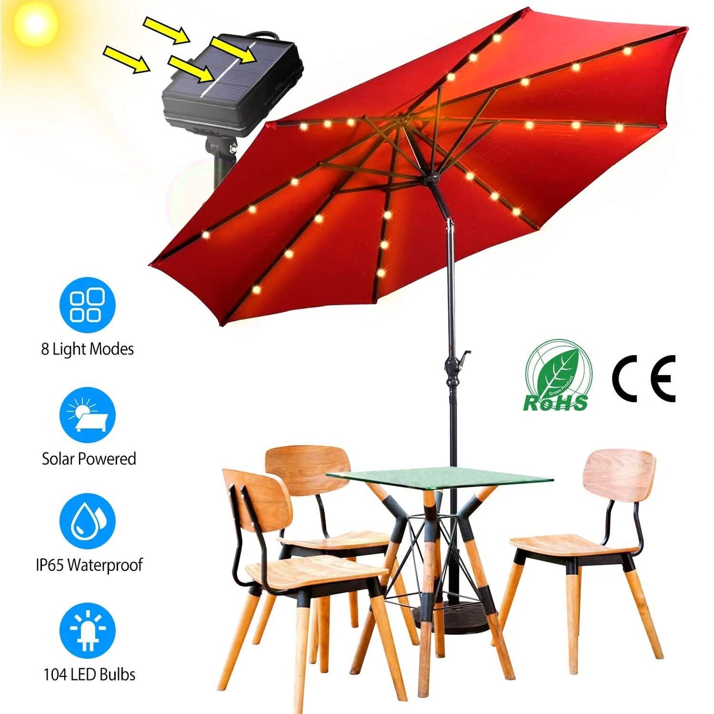 Solar Umbrella Outdoor String Light DailySale