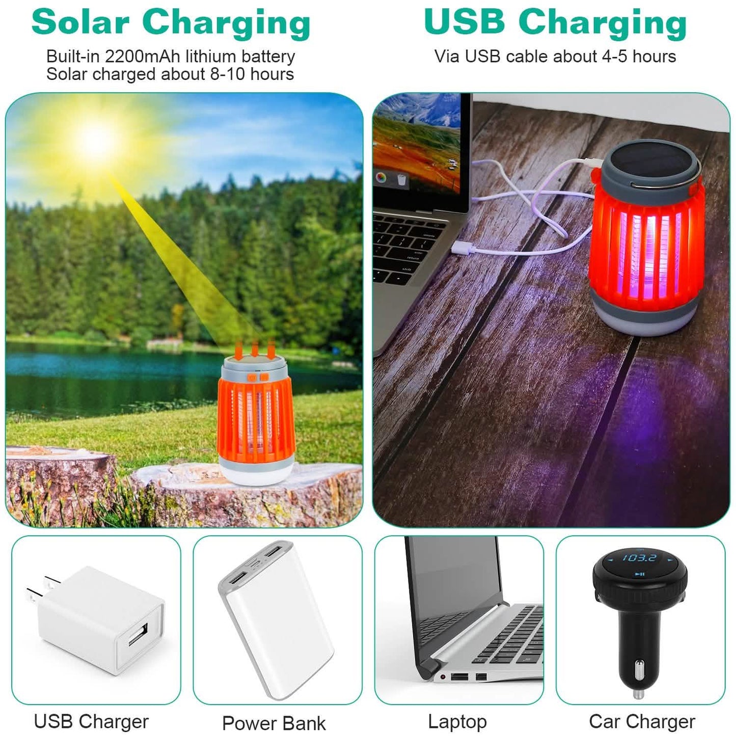 Solar USB Electric Bug Zapper with 5 Light Modes Hanging Hook DailySale