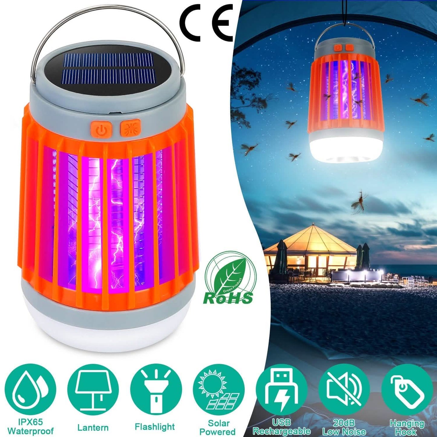 Solar USB Electric Bug Zapper with 5 Light Modes Hanging Hook DailySale