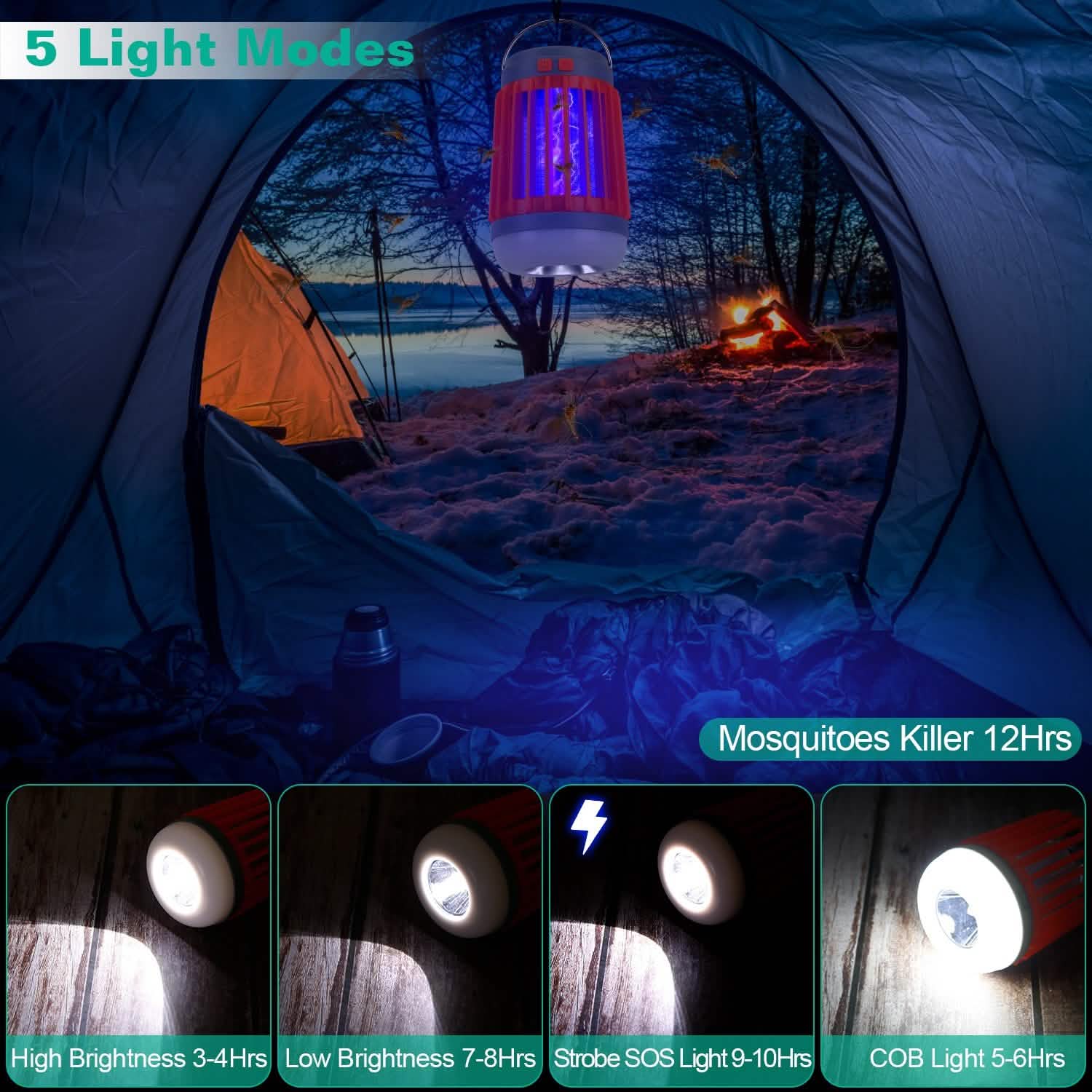 Solar USB Electric Bug Zapper with 5 Light Modes Hanging Hook DailySale