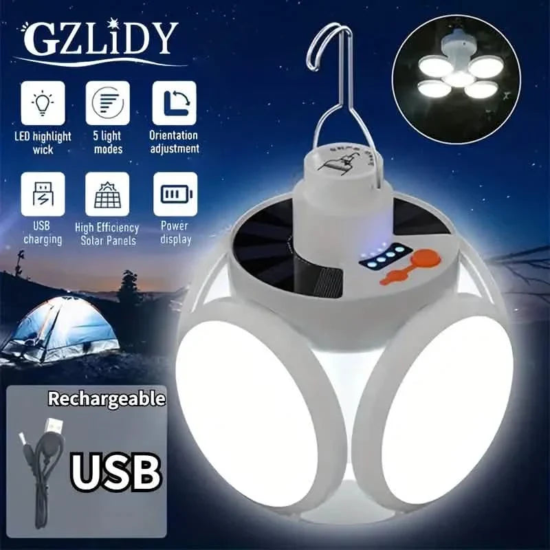 Solar USB Rechargeable LED Bulb Lights With Power Display DailySale
