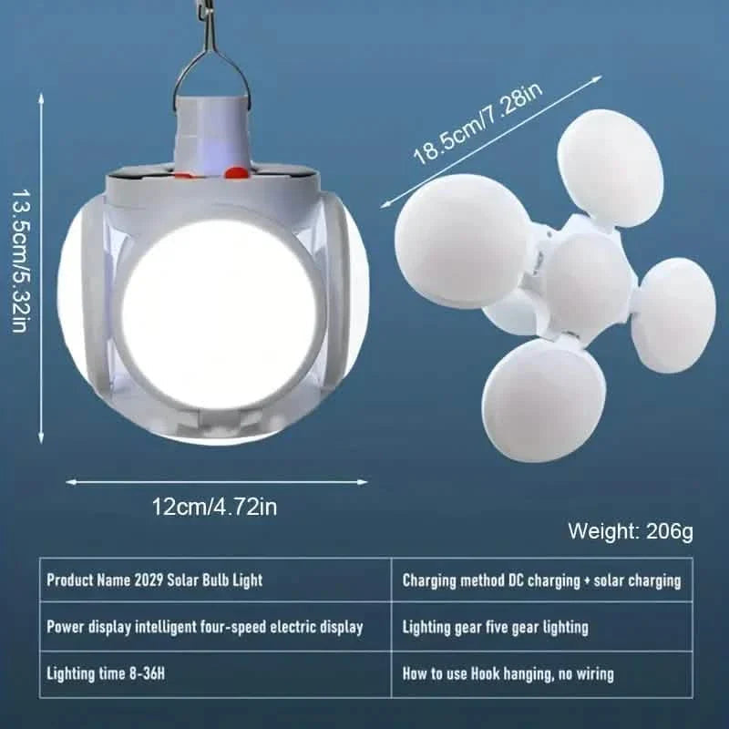 Solar USB Rechargeable LED Bulb Lights With Power Display DailySale