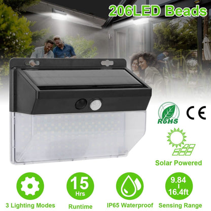 Solar Wall Light Outdoor 206 LEDs PIR Motion Sensor Lamp DailySale