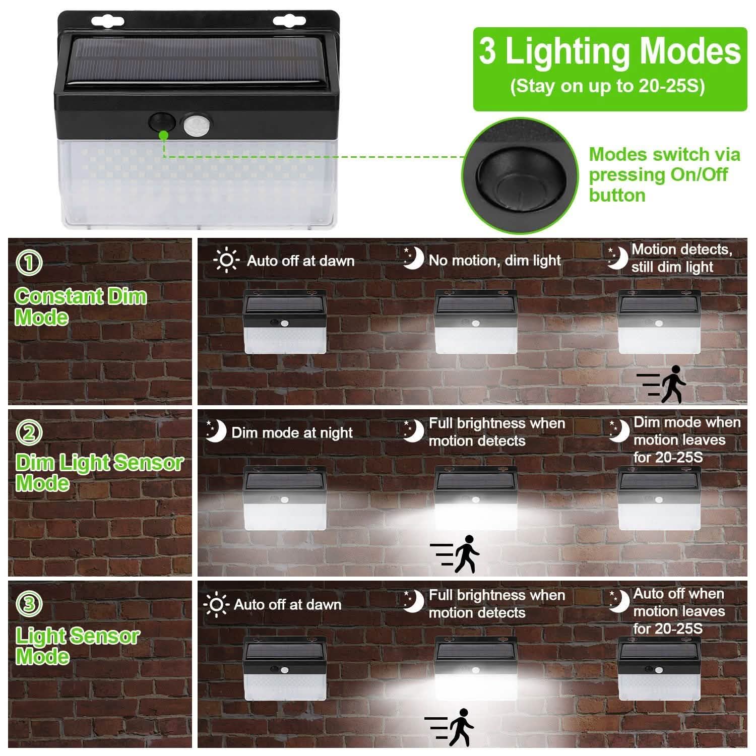 Solar Wall Light Outdoor 206 LEDs PIR Motion Sensor Lamp DailySale