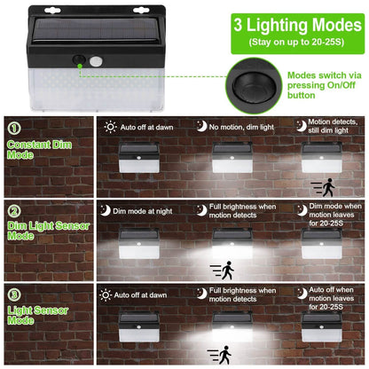 Solar Wall Light Outdoor 206 LEDs PIR Motion Sensor Lamp DailySale
