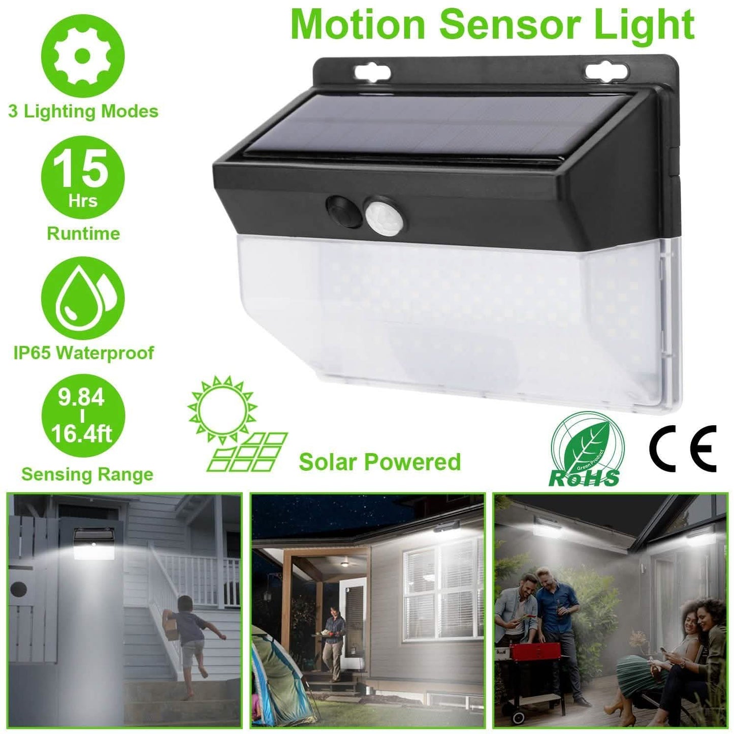 Solar Wall Light Outdoor 206 LEDs PIR Motion Sensor Lamp DailySale