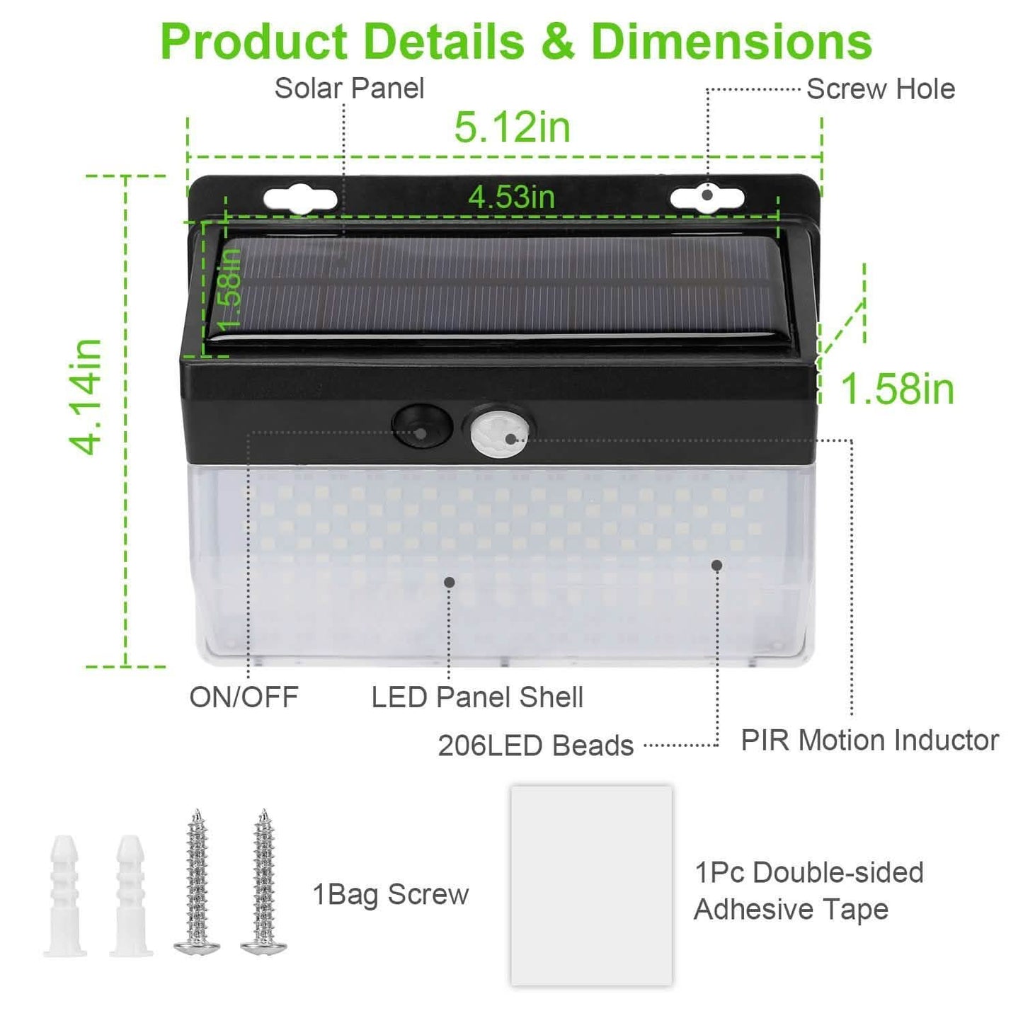 Solar Wall Light Outdoor 206 LEDs PIR Motion Sensor Lamp DailySale