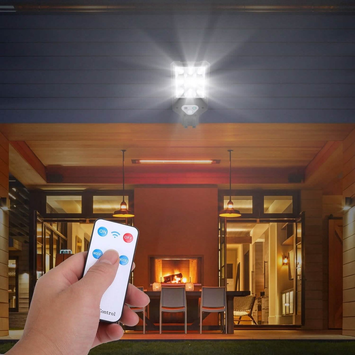 Solar Wall Light Outdoor Beads PIR Motion Sensor Remote Control Wireless Lamps DailySale